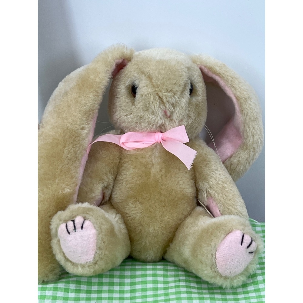 Nicole Products Vintage Plush Bunny Rabbit‎ Tan Pink Floppy Ears 9"